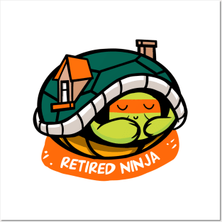 Funny turtle ninja – retired ninja (orange) Posters and Art